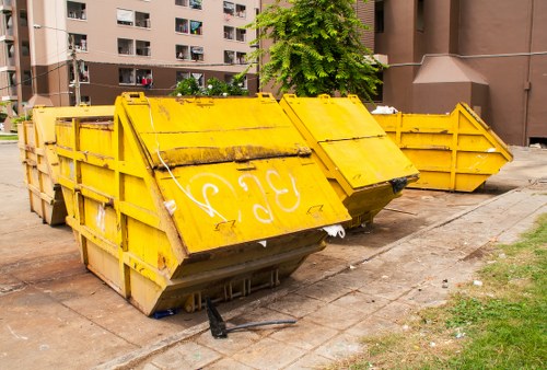 Temple construction site with waste management